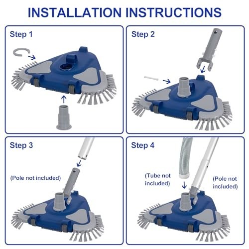 Pool Vacuum Head Weighted 8 Bottom Brushes 1-1/4 1-1/2 Swivel Hose Inground