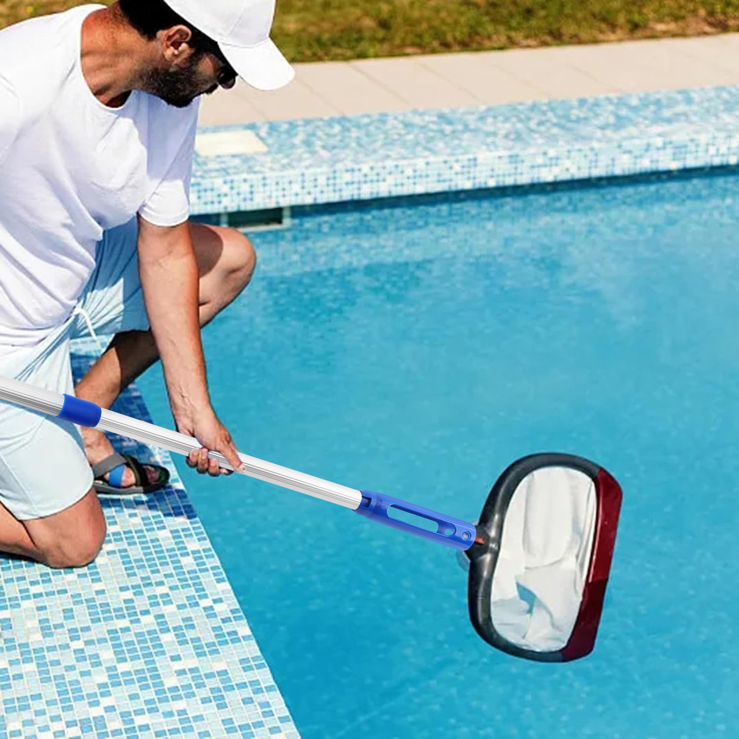 Telescopic Swimming Pool Pole Aluminium Rod Pool Pole for Connect Net Brushes