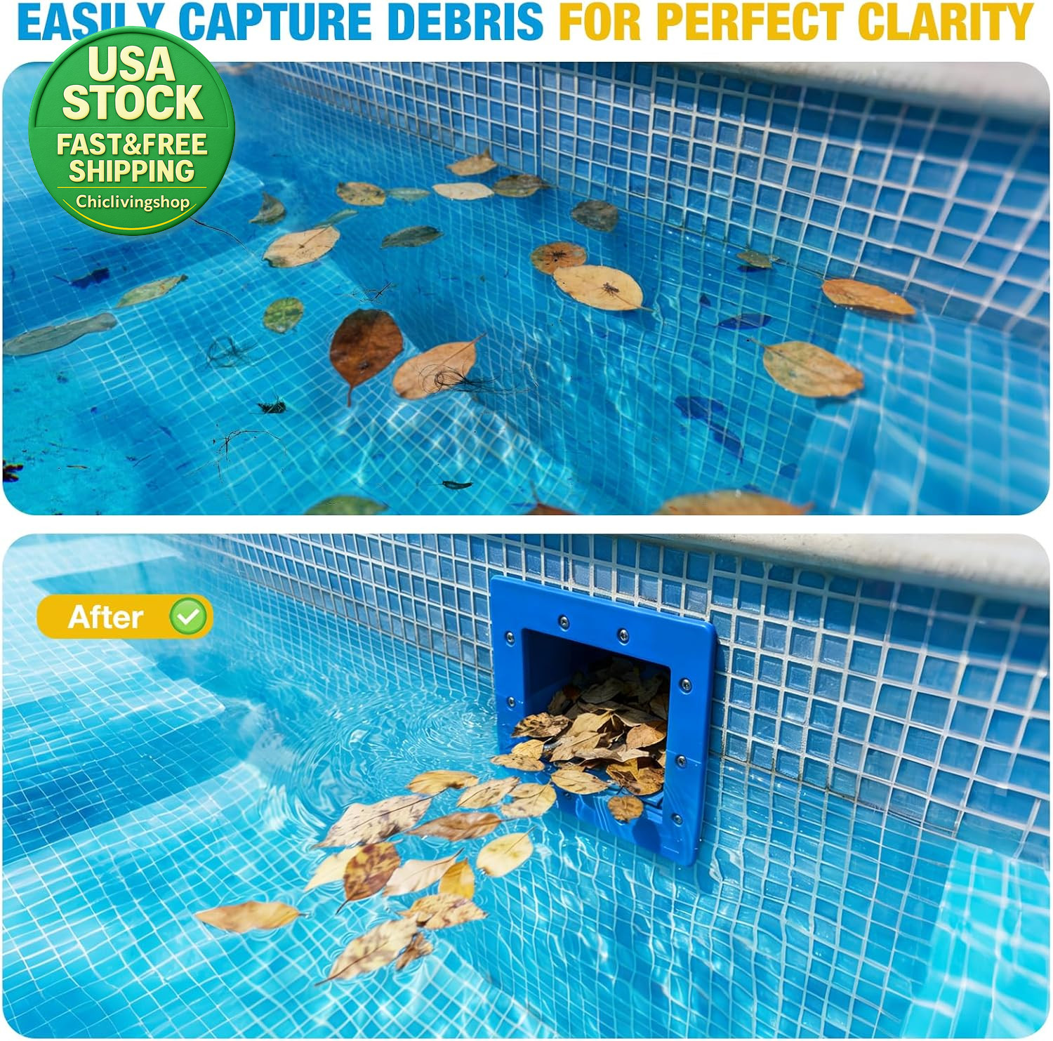 Above Ground Pool Skimmer Heavy Duty through Wall Kit Universal Fit Klein Blue