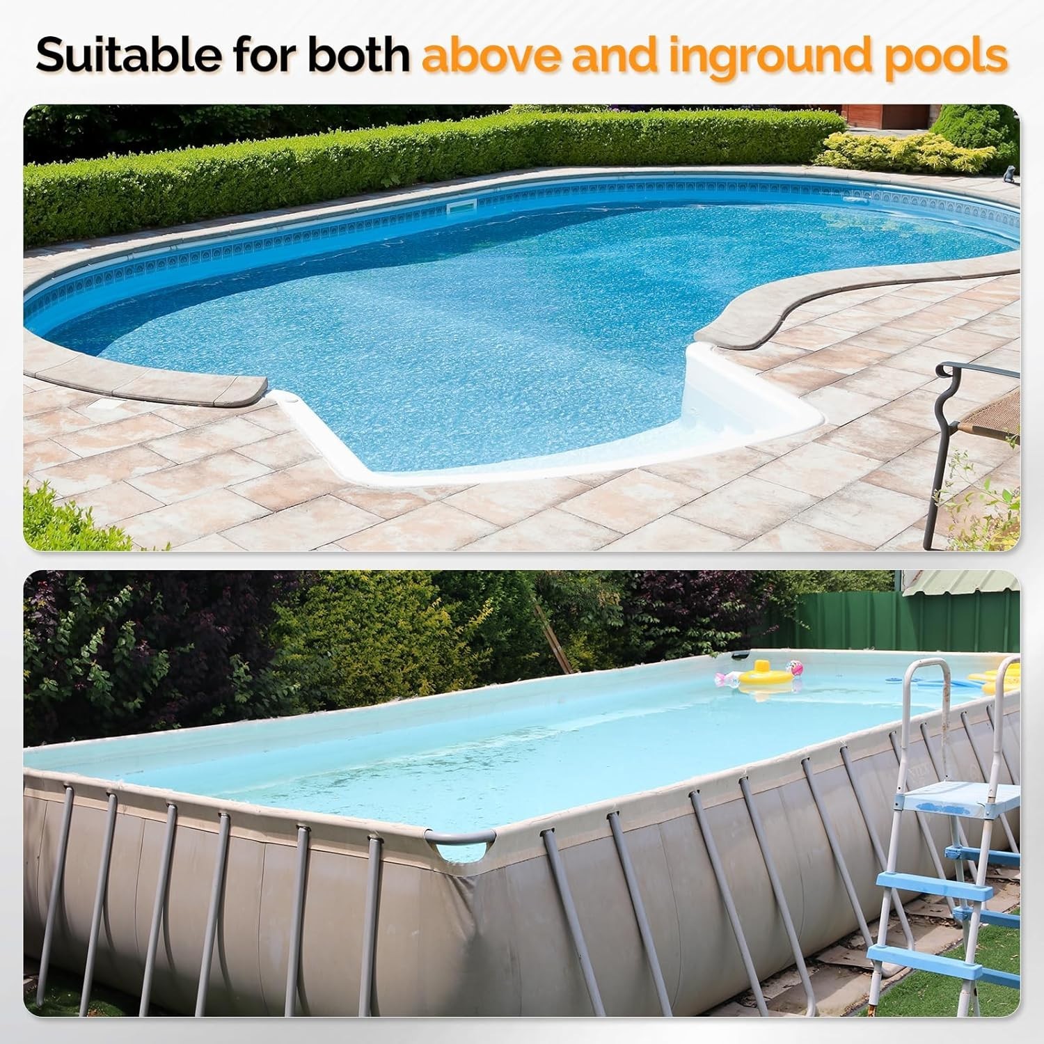 Whisper-Quiet Automatic Swimming Pool Vacuum – 33FT Hoses Included, Gray & White