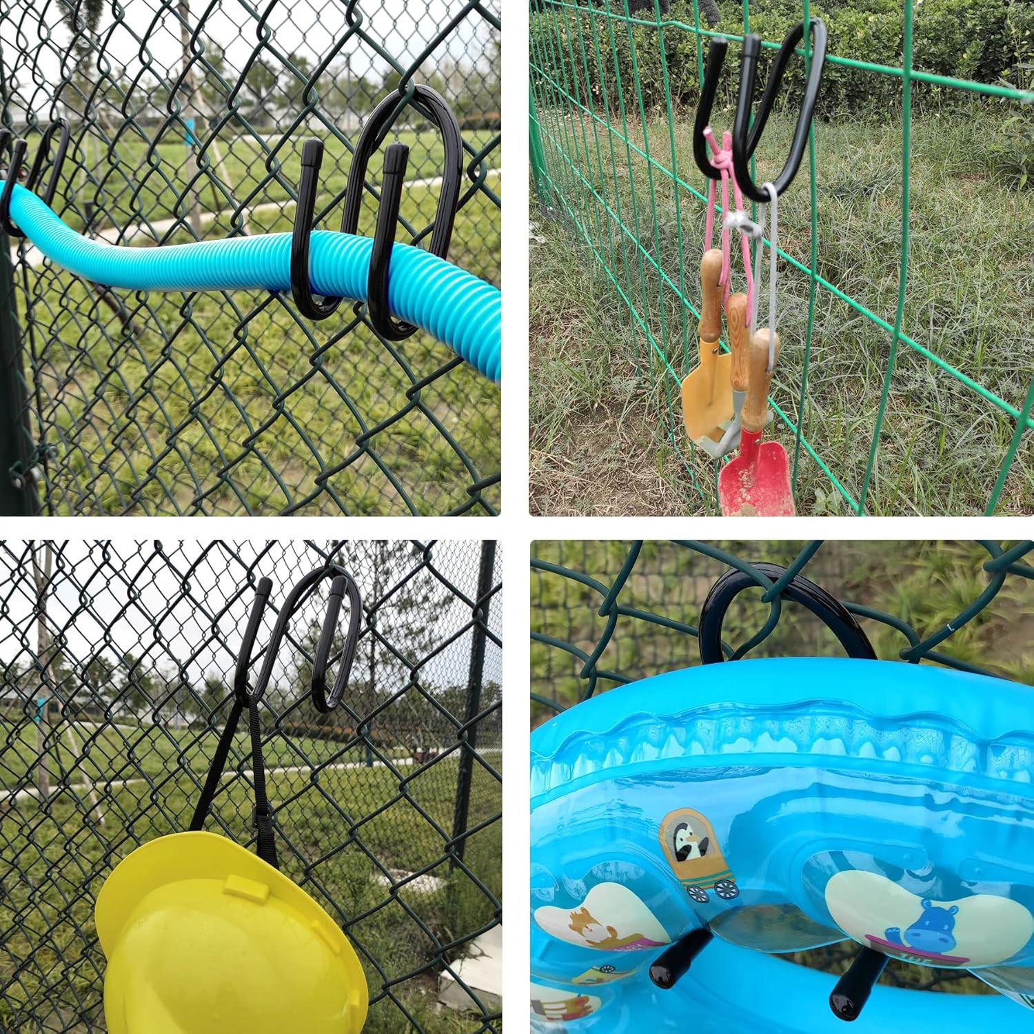 6PCS Chain Link Fence Hooks, Fence Hangers for Leaf Rakes, Pool Poles,Nets,Brush