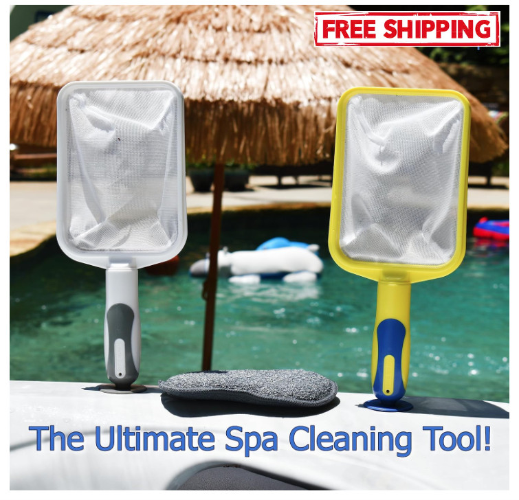 Handheld Skimmer with Fine Mesh for Spa, Hot Tub, Plunge & Small Pool (Yellow)