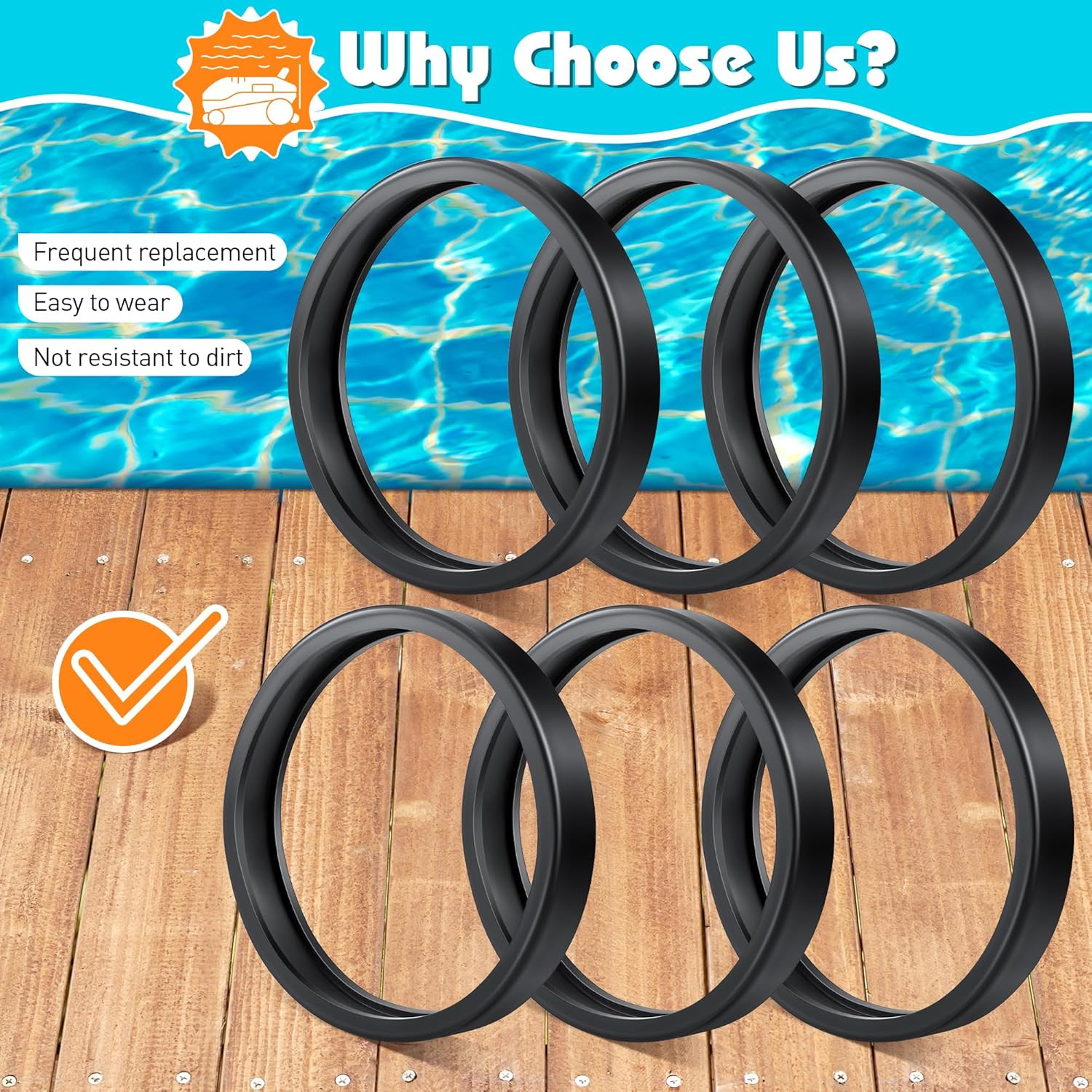 6 Pcs Pool Cleaner All Purpose Tire Replacement Part Compatible with Polaris