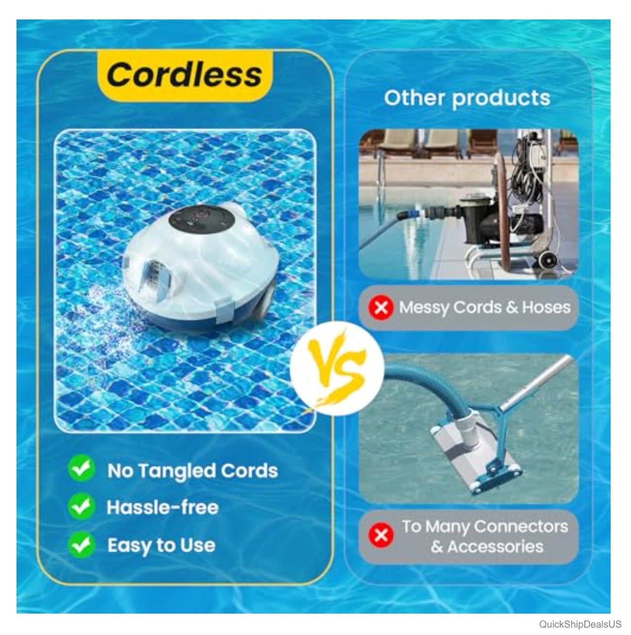 Cordless Robotic Pool Cleaner 5200mAh Battery 120 Min Runtime Above Inground