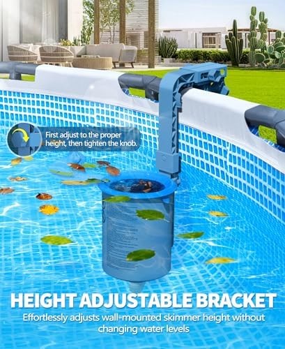 Upgrade Above Ground Pool Skimmer Comes with 3 Socks, Anti-tilt Wall Mount Surfa