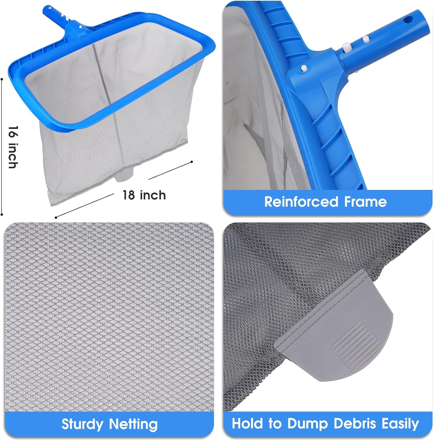 3-in-1 TidyMister Pool Cleaning Kit – 18 » Pool Net with Deep Bag & 18 » Pool Br