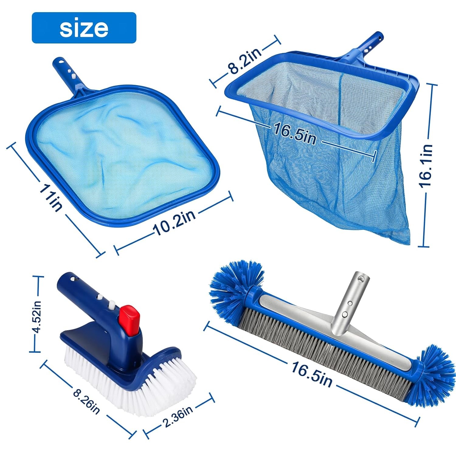 Professional Pool Leaf Skimmer Net Deep Bag Rake Heavy Duty Swimming Pool Clean