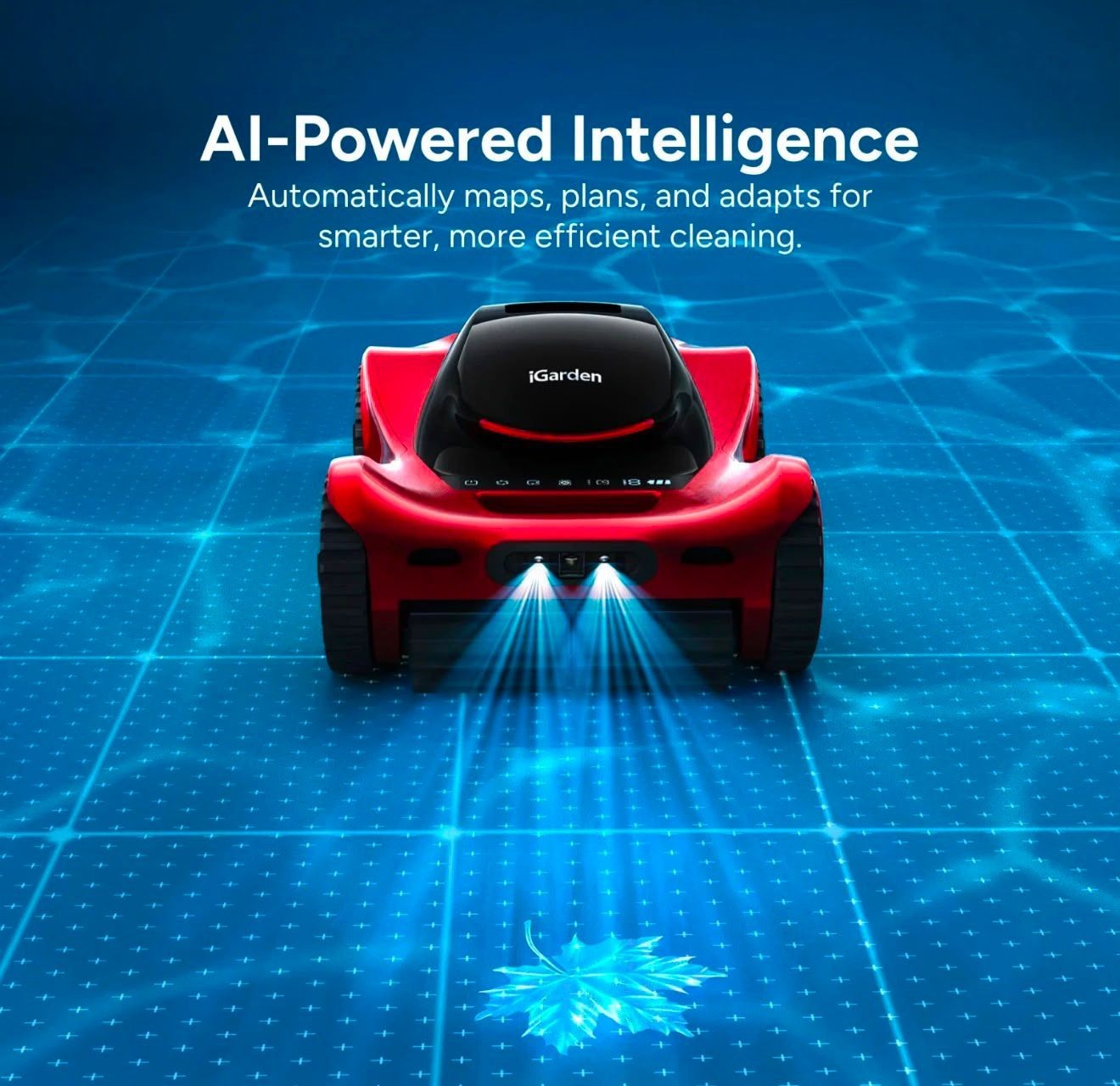 iGarden M1 AI Series Robotic Pool Cleaner AI-Powered Dual Suction Red/Black