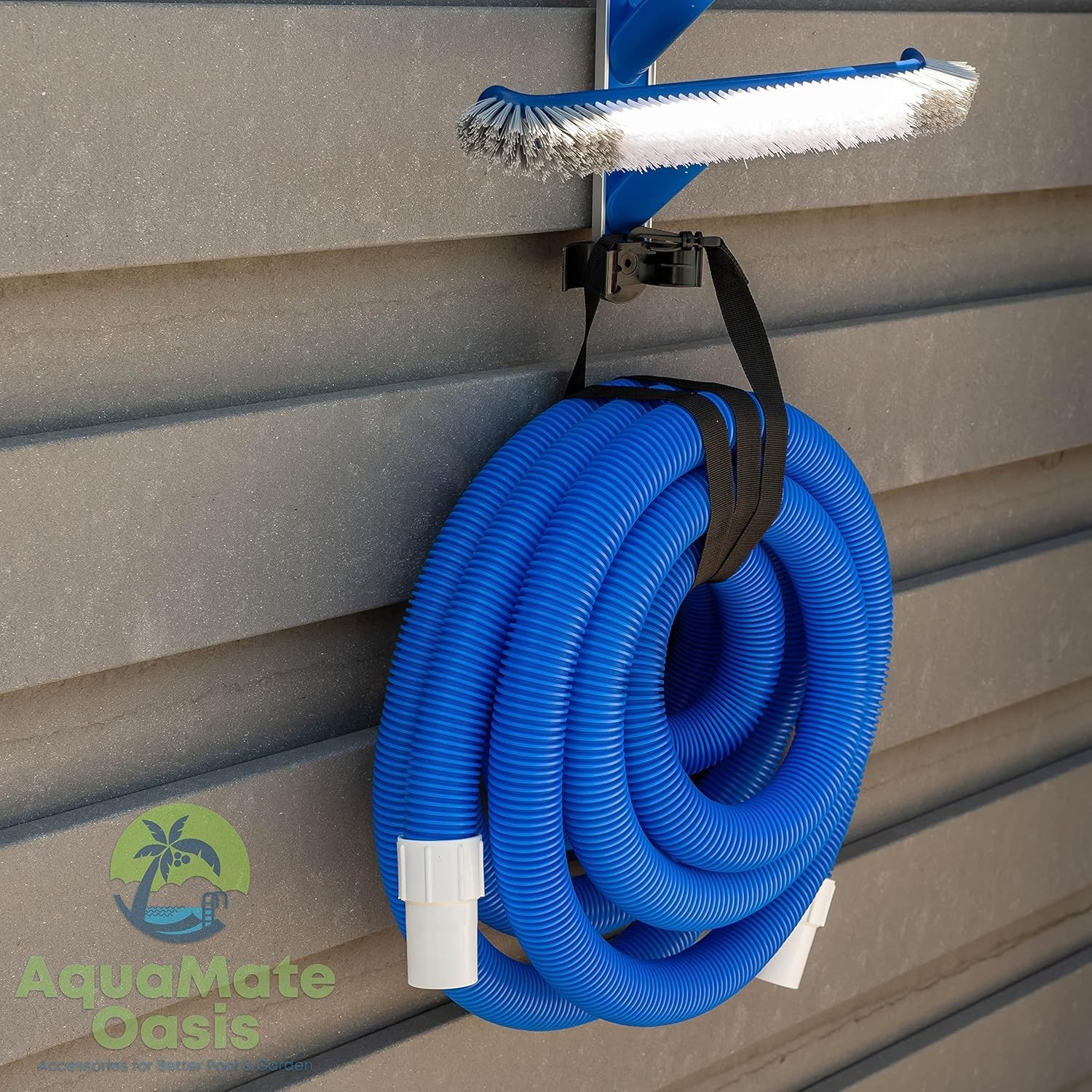 Swimming Pool Accessory Holder with Wall Mount for Skimmer and Vacuum Tools