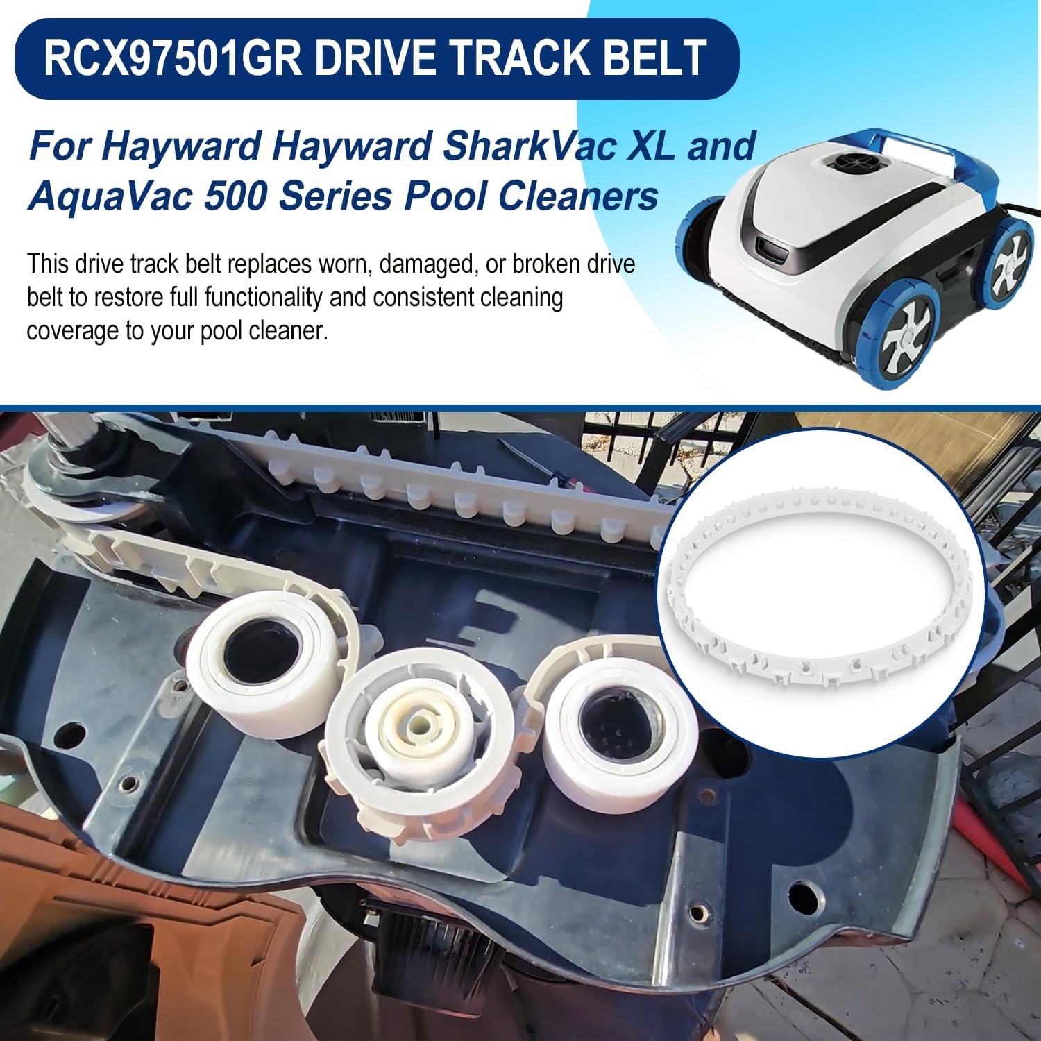 Drive Track Belt Replacement Part Fit for Hayward AquaVac 500 Series and Shar…