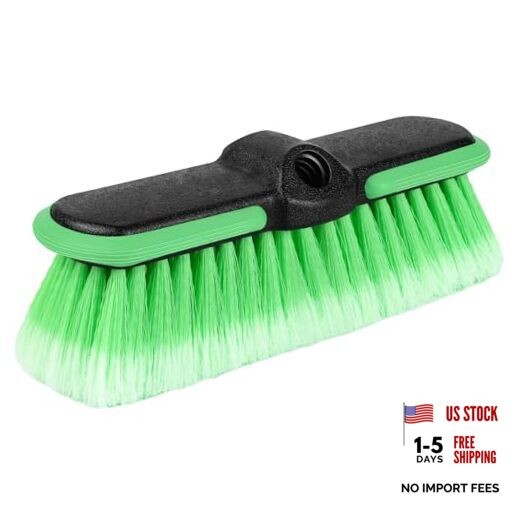 10“ Car Wash Brush Head, Scrub Brush Attachment for Extension Pole, Outdoor