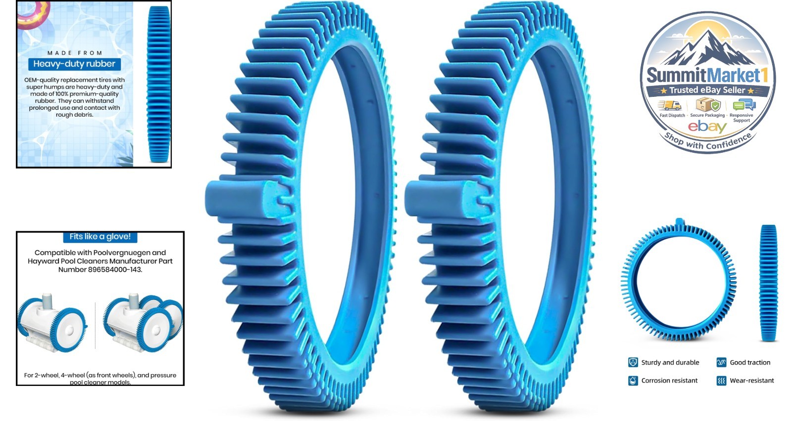Pack Replacement Tires for Pool Cleaners