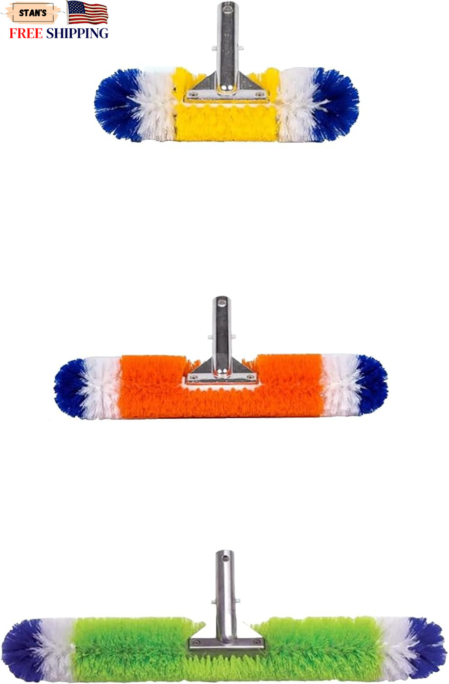 Pool Brushes for Pools, Spas & Hot Tubs 12&Prime;, 18&Prime;, 24&Prime; Sizes 3 Pack 360° NEW