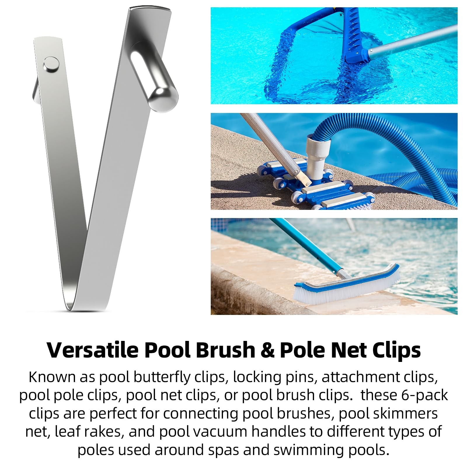 Stainless Steel Pool Butterfly Clips 6 Pack