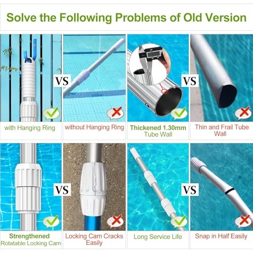 UPGRADED Pool Pole 15 Foot Telescopic Swimming Pool Poles,Telescopic 15 Feet