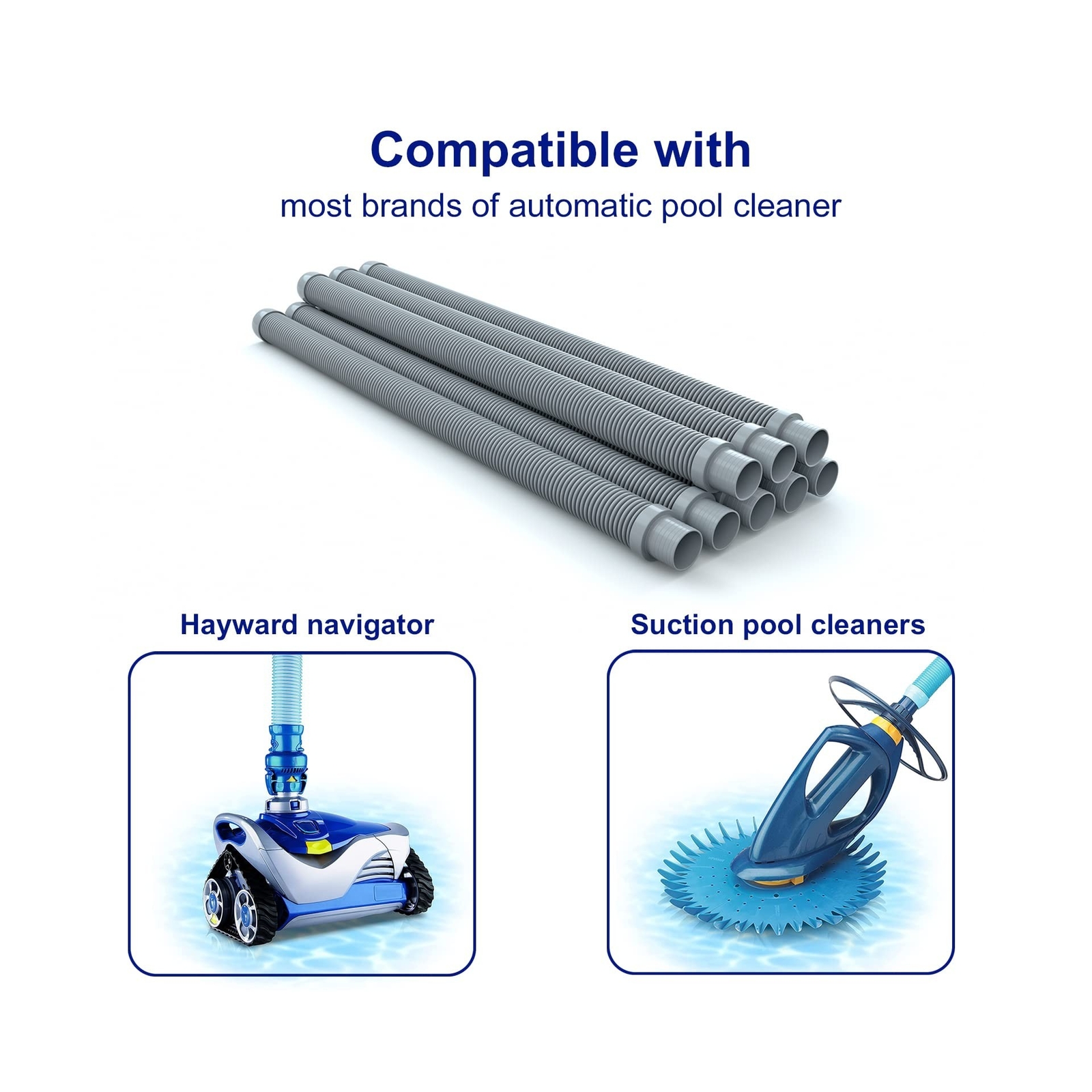 Poolvio Professional Swimming Pool Vacuum Cleaner Hose -1.5” 8 Piece Hoses fo…