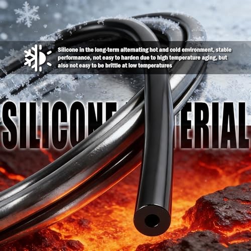6PCS 5Ft Silicone Vacuum Hose Automotive Kit,ID 1/8&Prime; 5/32&Prime; 3/16&Prime; 1/4&Prime; 5/16&Prime;