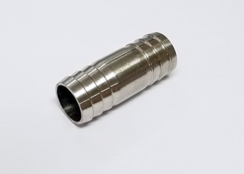 Vacuum Hose Connector, Straight Barb OD= 22mm (0.88&Prime;) Straight Barb-Stainless
