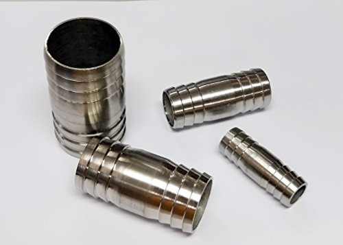 Vacuum Hose Connector, Straight Barb OD= 22mm (0.88&Prime;) Straight Barb-Stainless