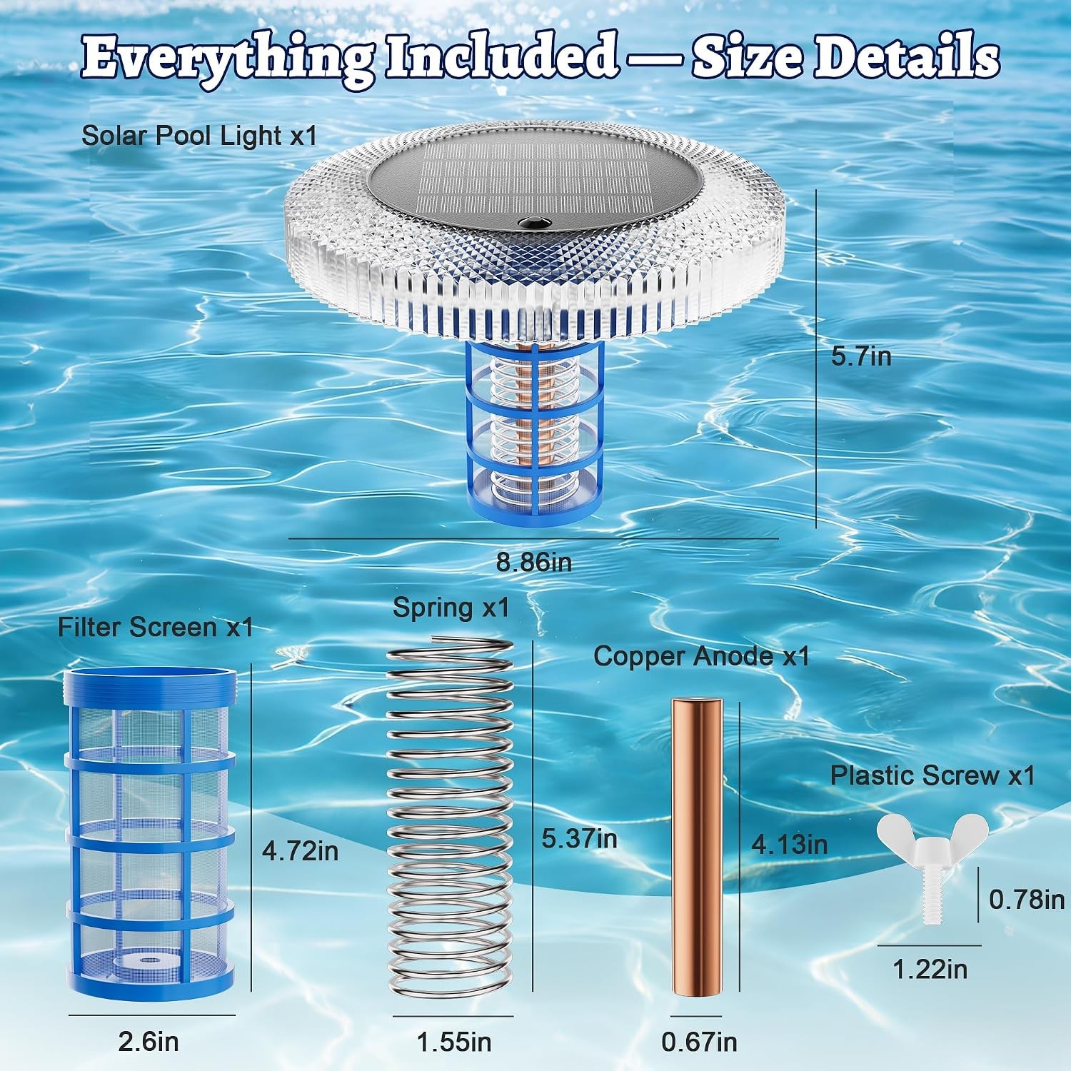 Floating Solar Pool Ionizer RGB LED Light Remote Control