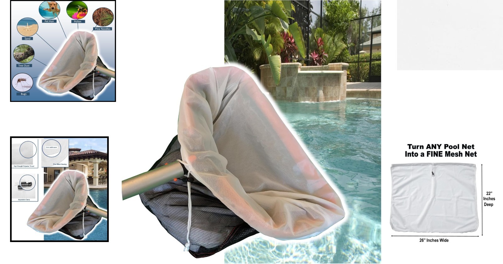 Fine Mesh Pool Net Insert – Transform Any Deep Net for Ultimate Cleaning