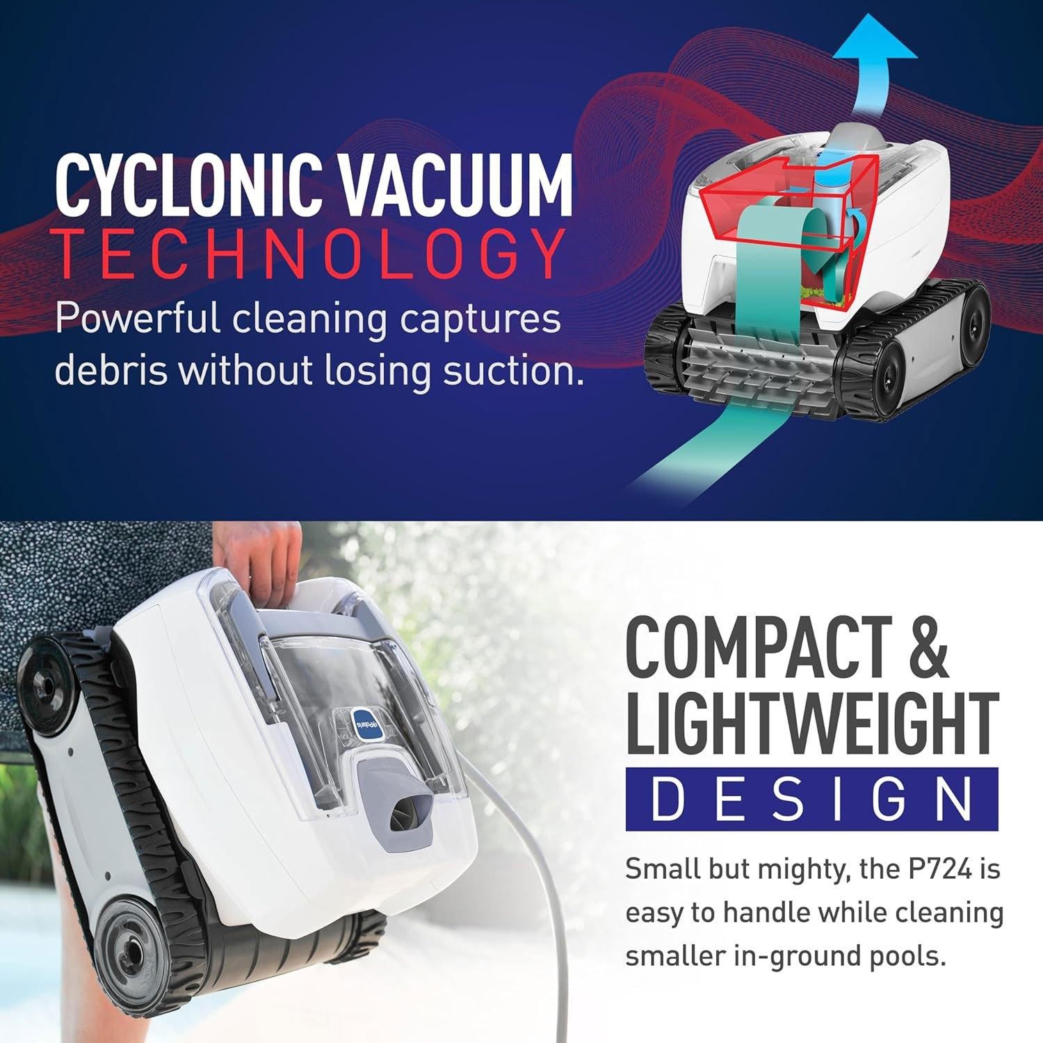 Polaris P724 Compact Lightweight Robotic Pool Cleaner F724