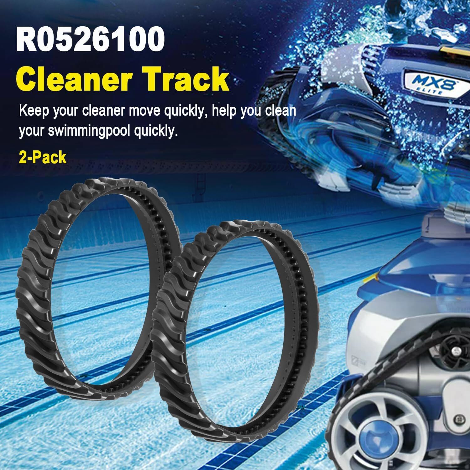 R0526100 Tire Track Replace for Zodiac MX6 MX8 Suction-Side Pool Cleaner 2-Pack