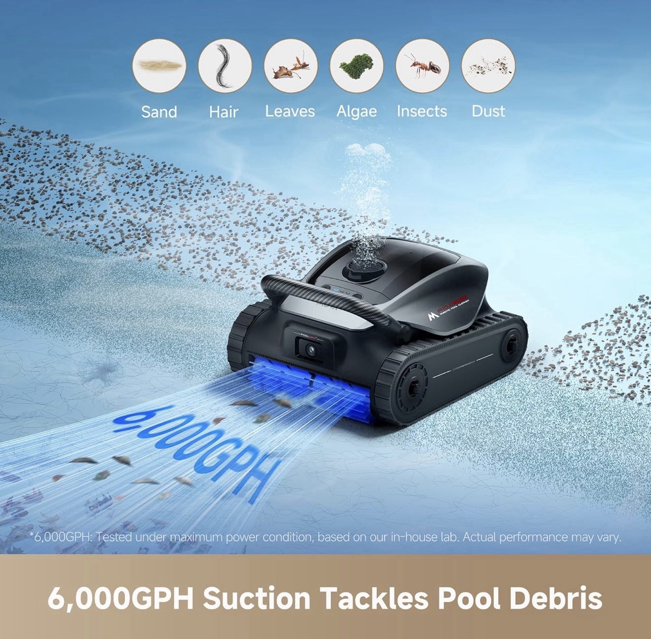 Mova Diver A10 Cordless Robotic Pool Vacuum Cleaner 6000GPH Suction 240min