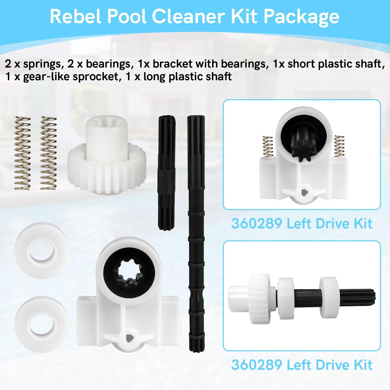 360289 Left Drive Kit Bearing 360290 Right for Pentair Rebel White