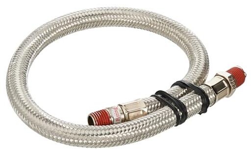 92804 18&Prime; Steel Braided Leader 18&Prime; No Check Valve Stainless 1/4&Prime; M to 1/4&Prime; M