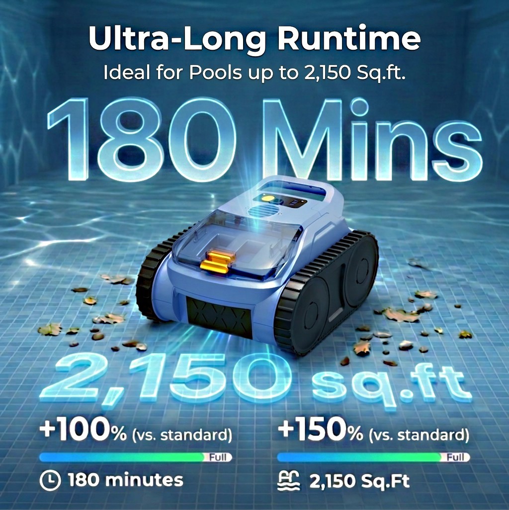 SAT 20 PRO Cordless Robotic Pool Vacuum Wall-Waterline Pool Cleaner Sonar Navig
