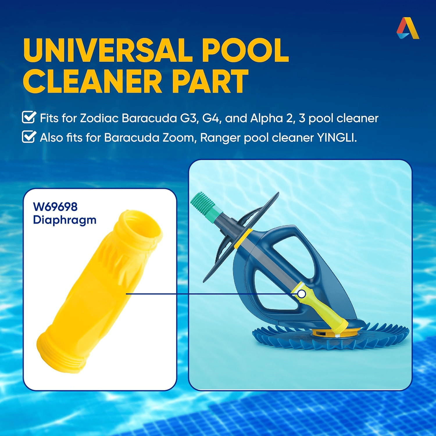 2 PCS W69698 Pool Cleaner Diaphragm For Zodiac Baracuda G3 G4 Alpha 2 Alpha 3