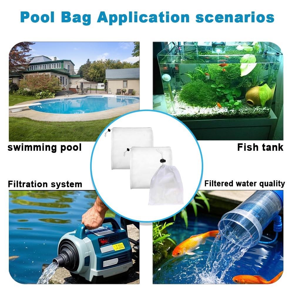 Fine Mesh Filter Bags for Leaf Vacuum Pool Cleaners,Universal Fit for Pools A…