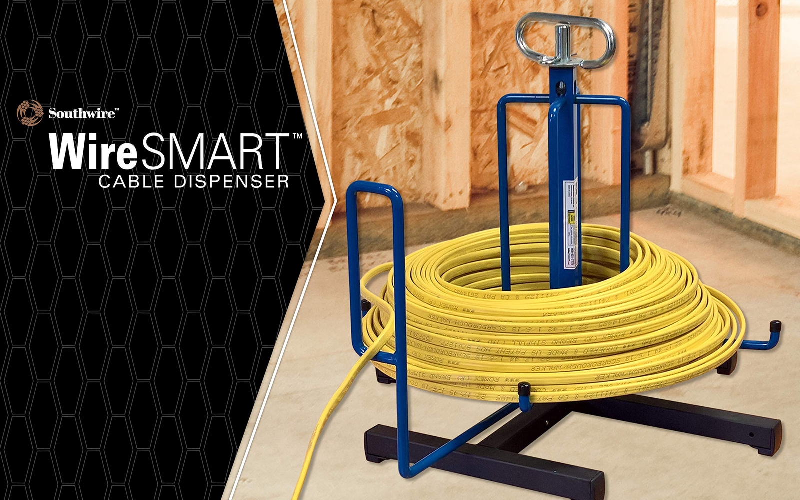 Cable Dispenser with Brackets Swivel Eyelet Floor or Stud Mount 1000 ft Capacity