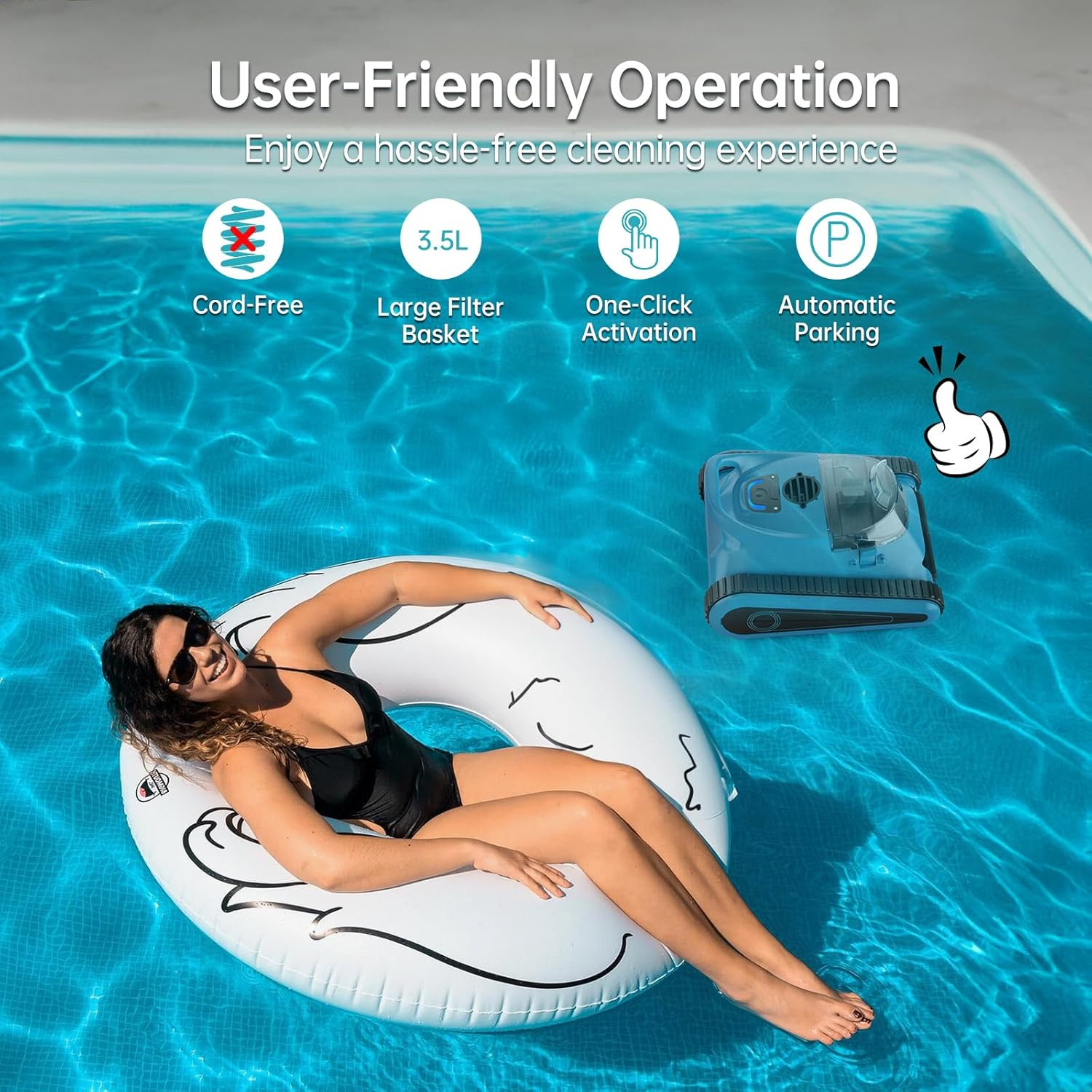 Automatic Pool Cleaner Wall Floor Waterline Cleaning for Inground Swimming Pools