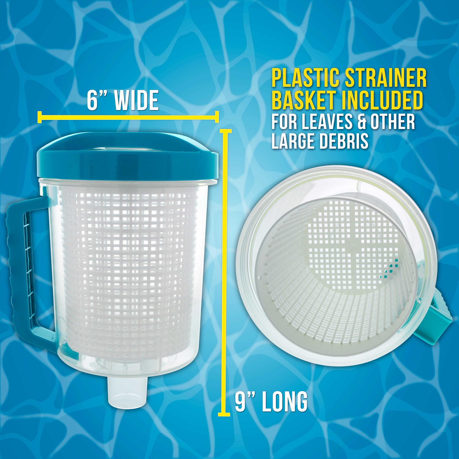 Pro In-line Swimming Pool Leaf Canister Plastic Mesh Basket, Clean Remove Debris