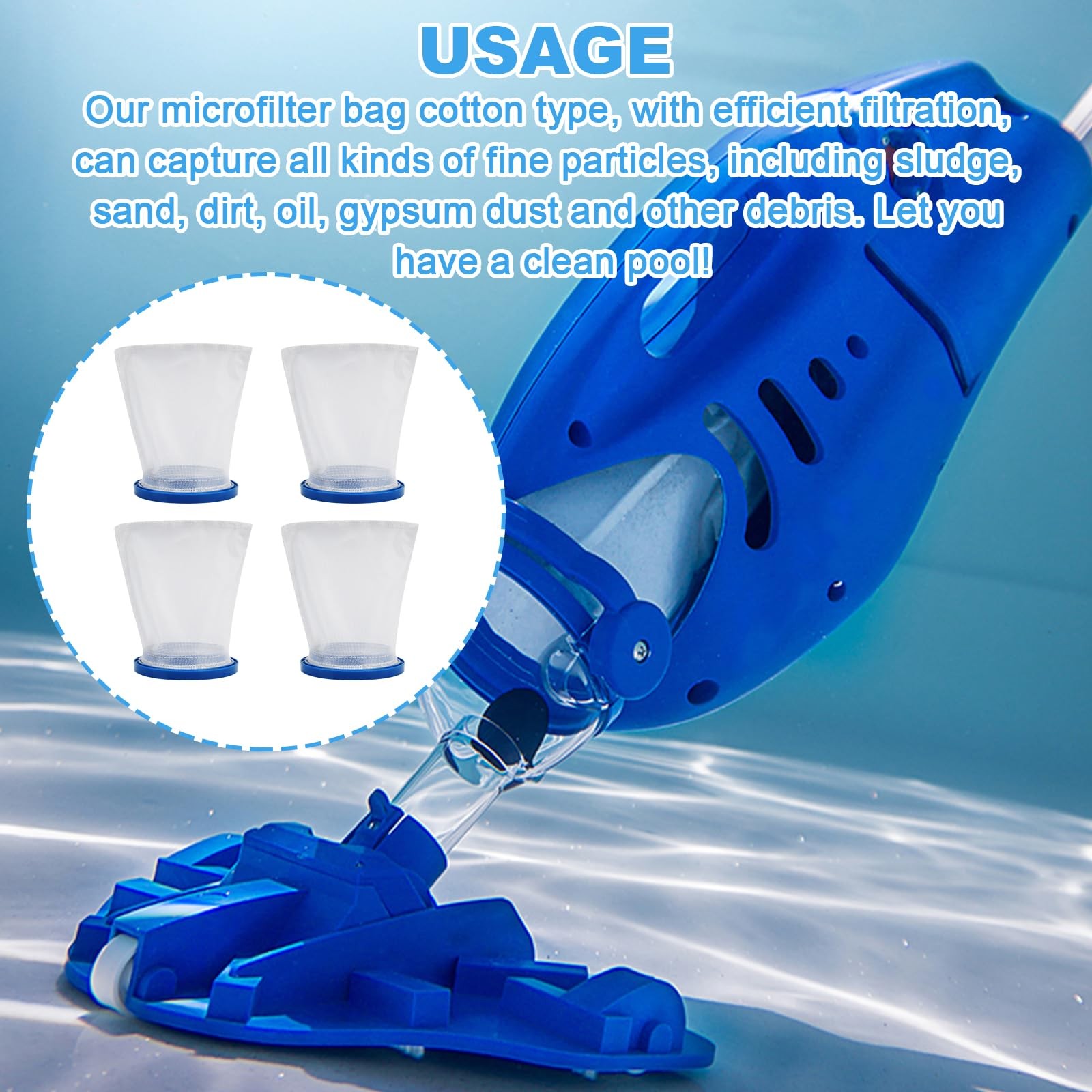 Pool Vacuum Bag (4 Pcs) Fits for Catfish Ultra, iVac 250, iVAC C2, Max, Volt …