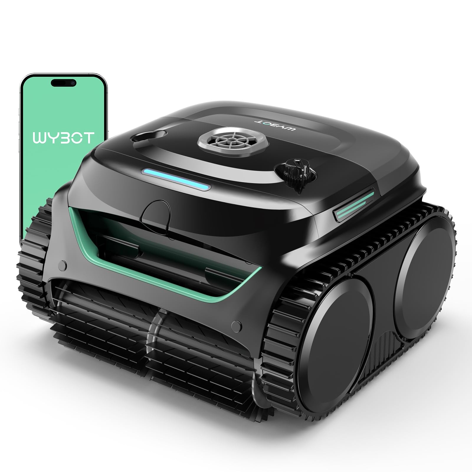 WYBOT C2 Cordless Robotic Pool Cleaner, Vacuum for Inground Glossy Black