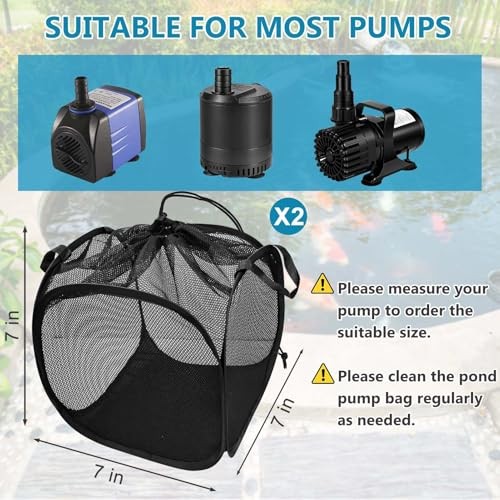 2Pcs Pop Up Pond Filter Bag 7inch Stainless Steel Wire Water Pump 7in-2Pcs