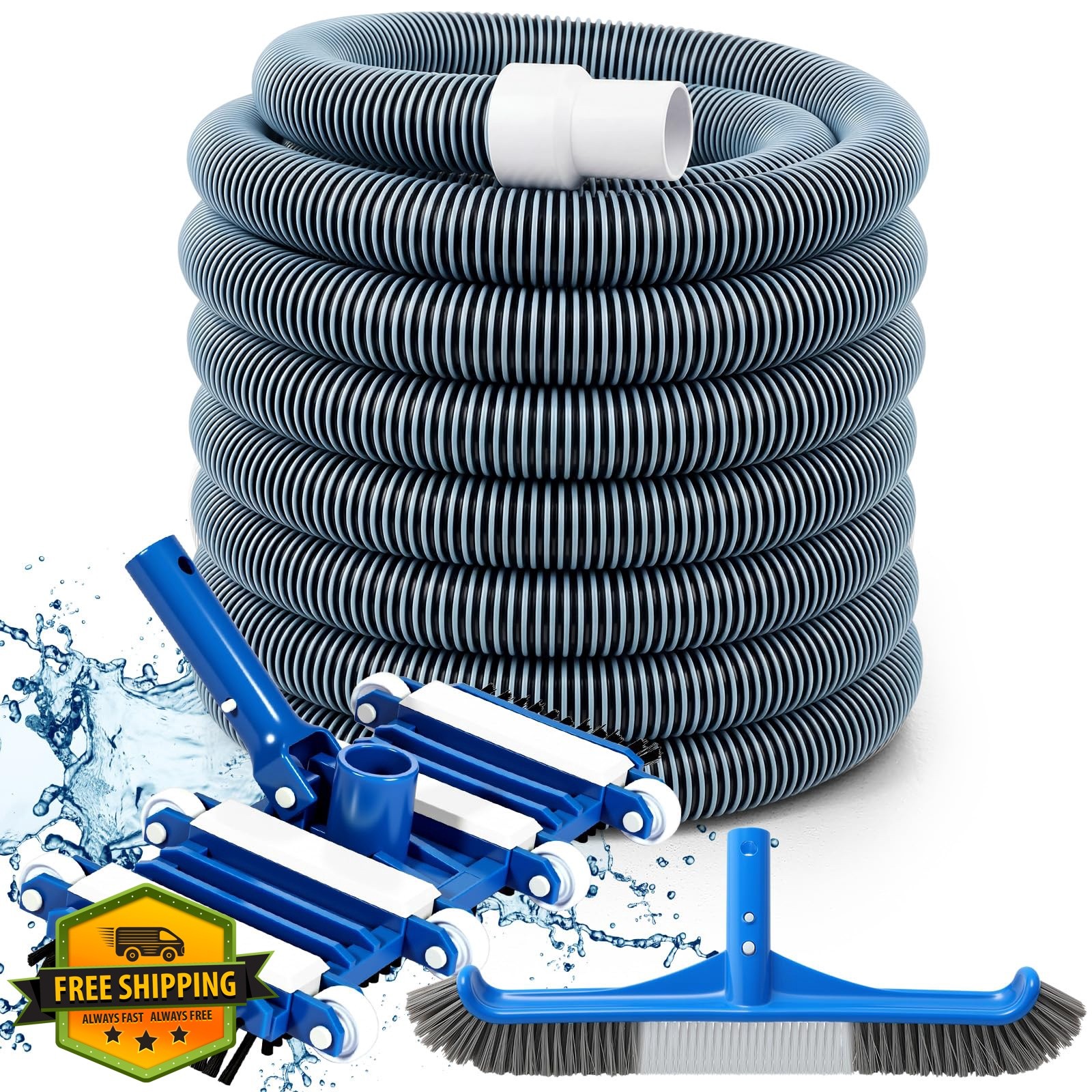 Innconee 3 Pcs Pool Cleaning Kit Swimming Pool Vacuum Head Hoses 1-1/2&Prime; x 30f…