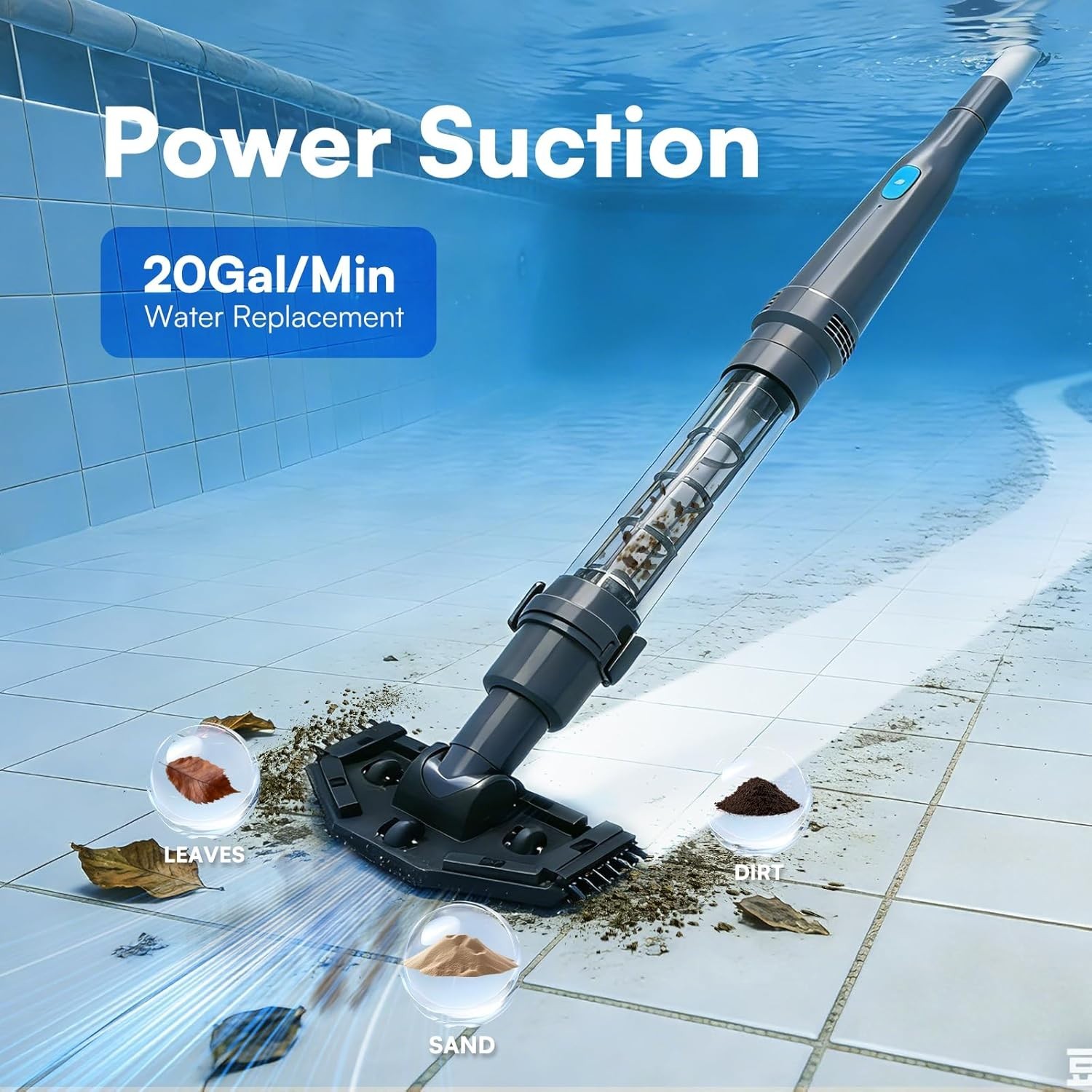 Versatile Handheld Pool Cleaner – Includes Extension Poles & Reusable Filter