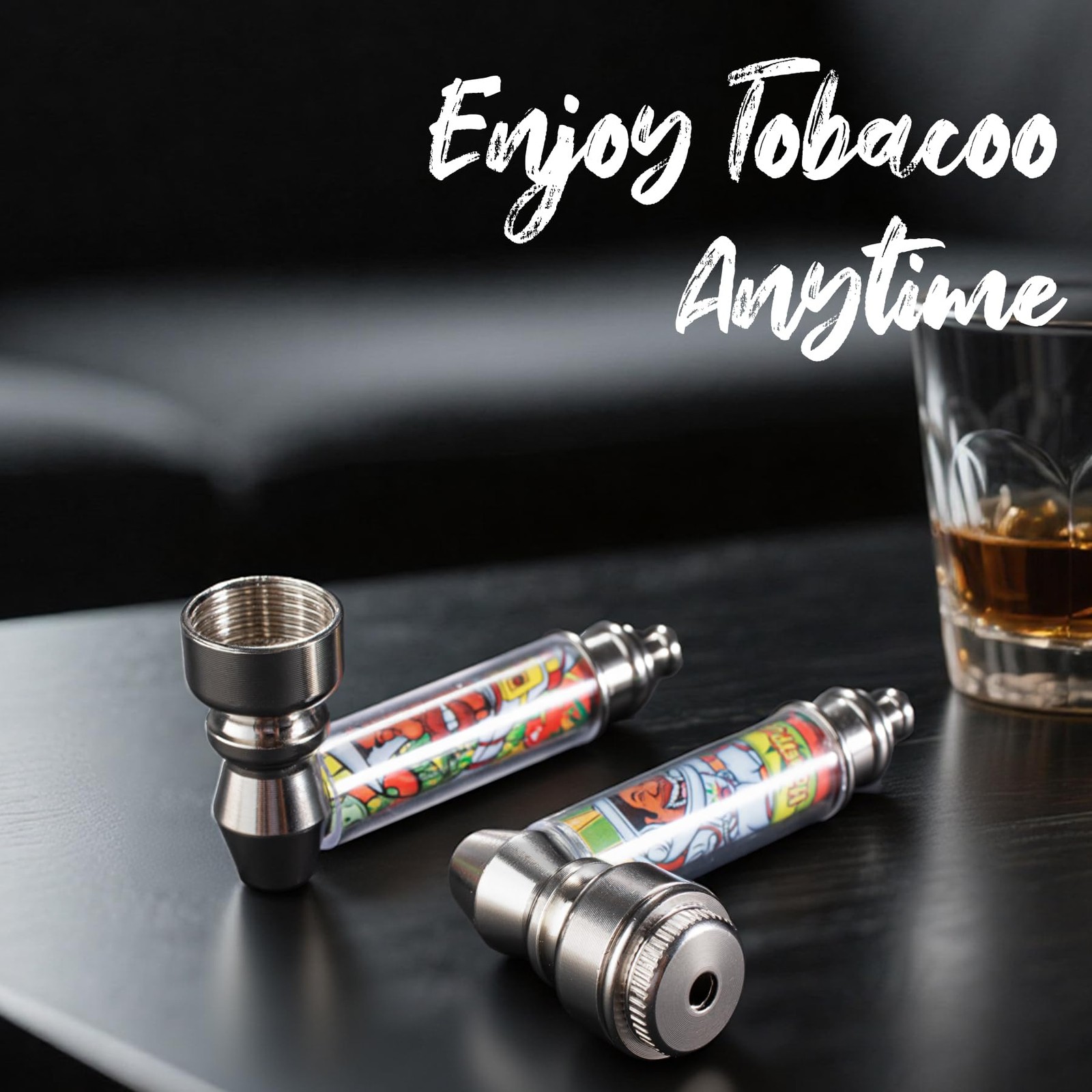 SPIPER Tobacco Pipe Set –Portable Travel Kit with Bottle, Steel Metal