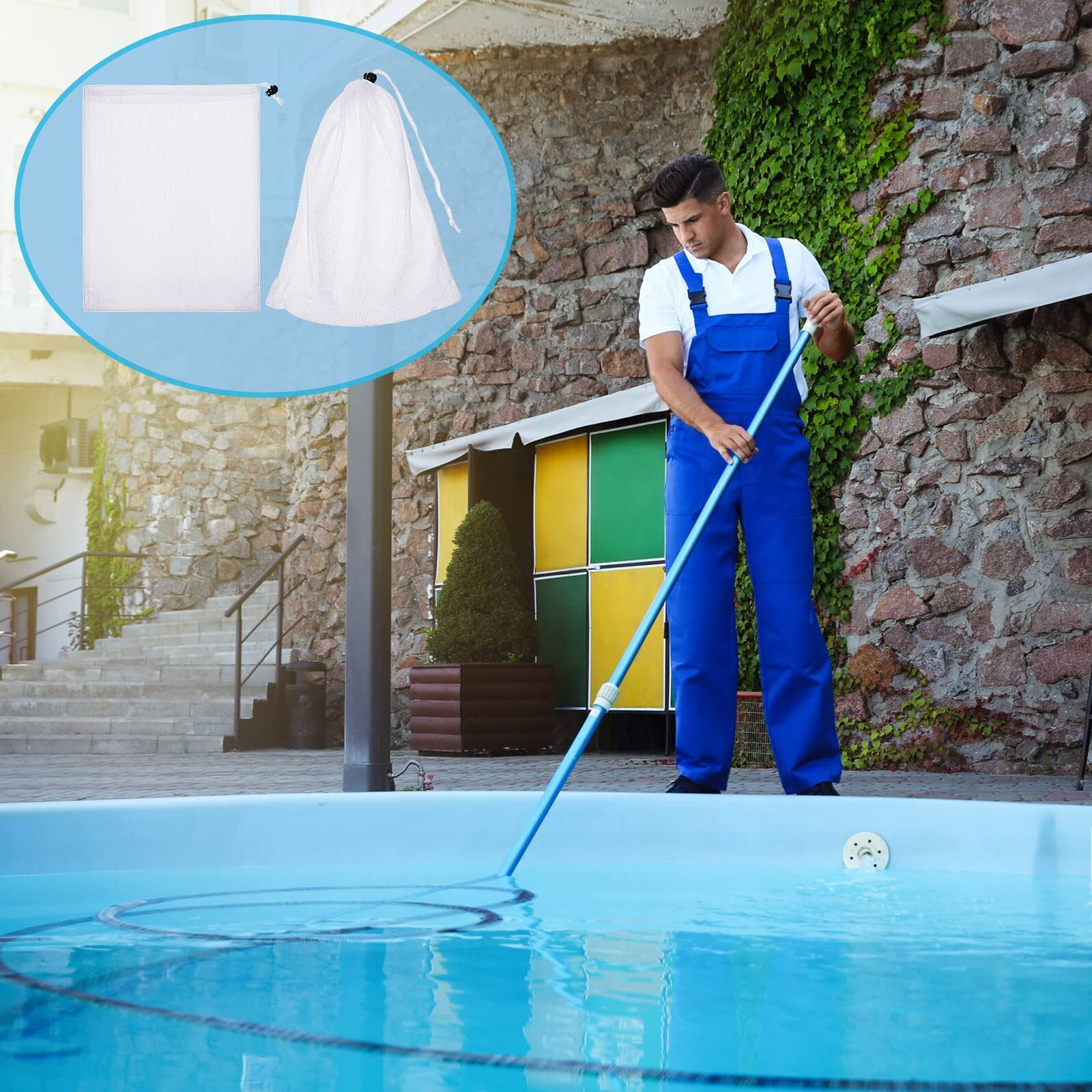 6 Pack 9×13.8 Inch Pool Leaf Vacuum Net Bag Replacement for Swimming Pool