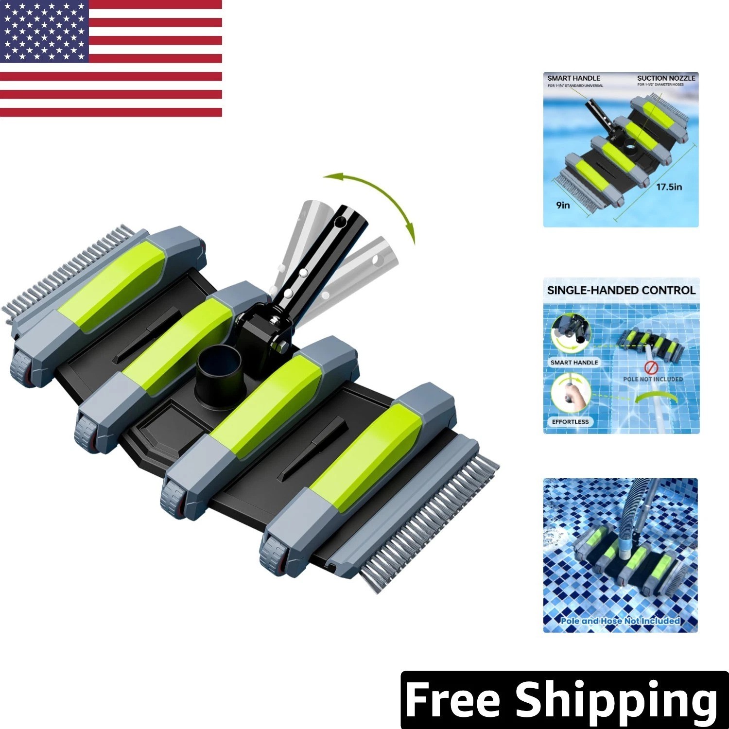 Durable Pool Vacuum Head with Easy Maneuver Wheels – Perfect Clean in Corners