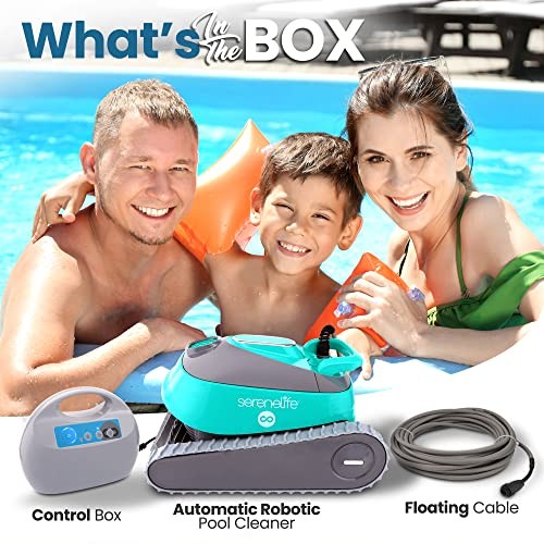 SERENELIFE AUTOMATIC ROBOT POOL CLEANING ROBOT THREE MOTORS A3284 – TURQUOISE