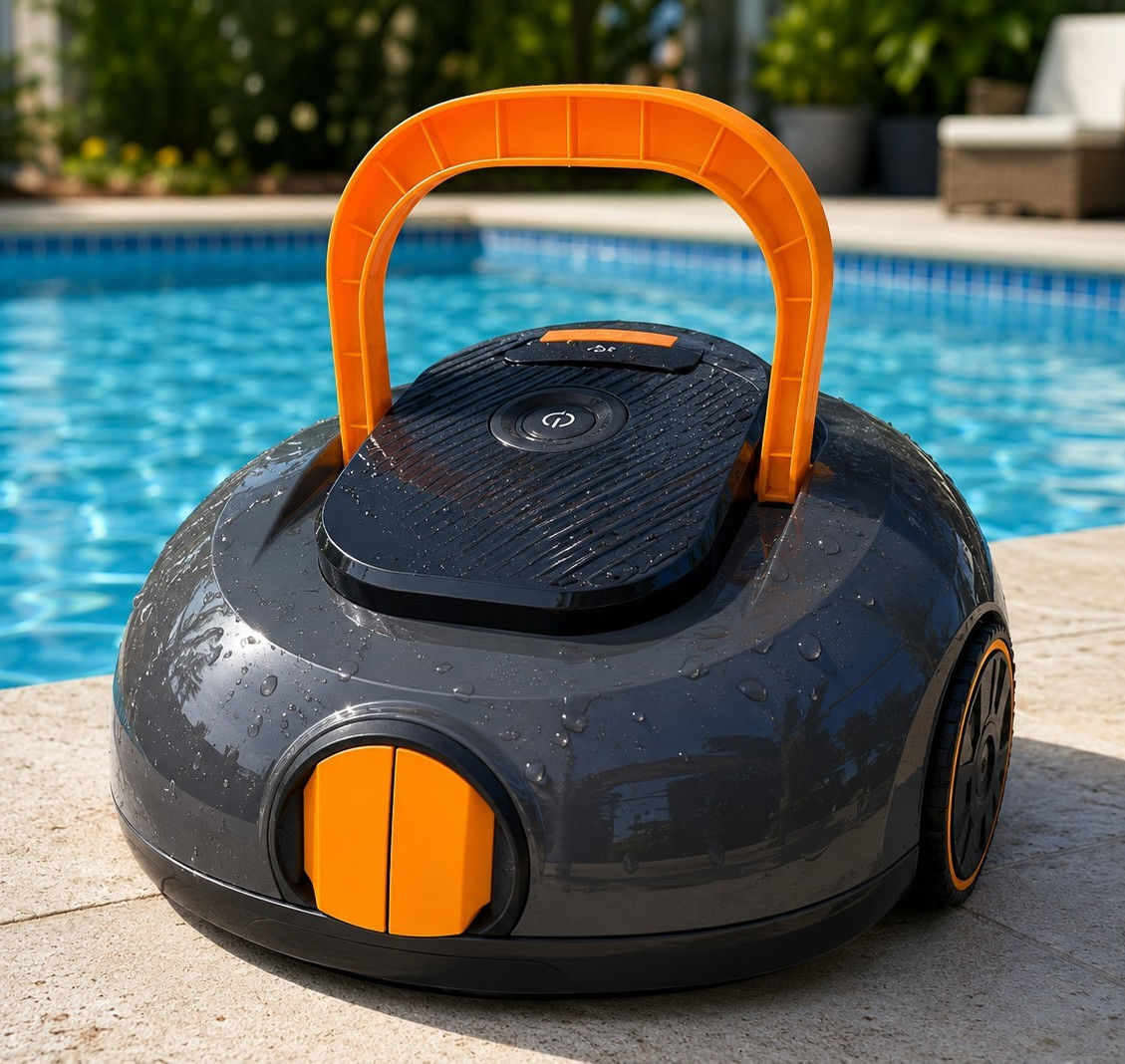 Cordless Portable Robotic Pool Cleaner Vacuum for Swimming Pool, Gray/Orange