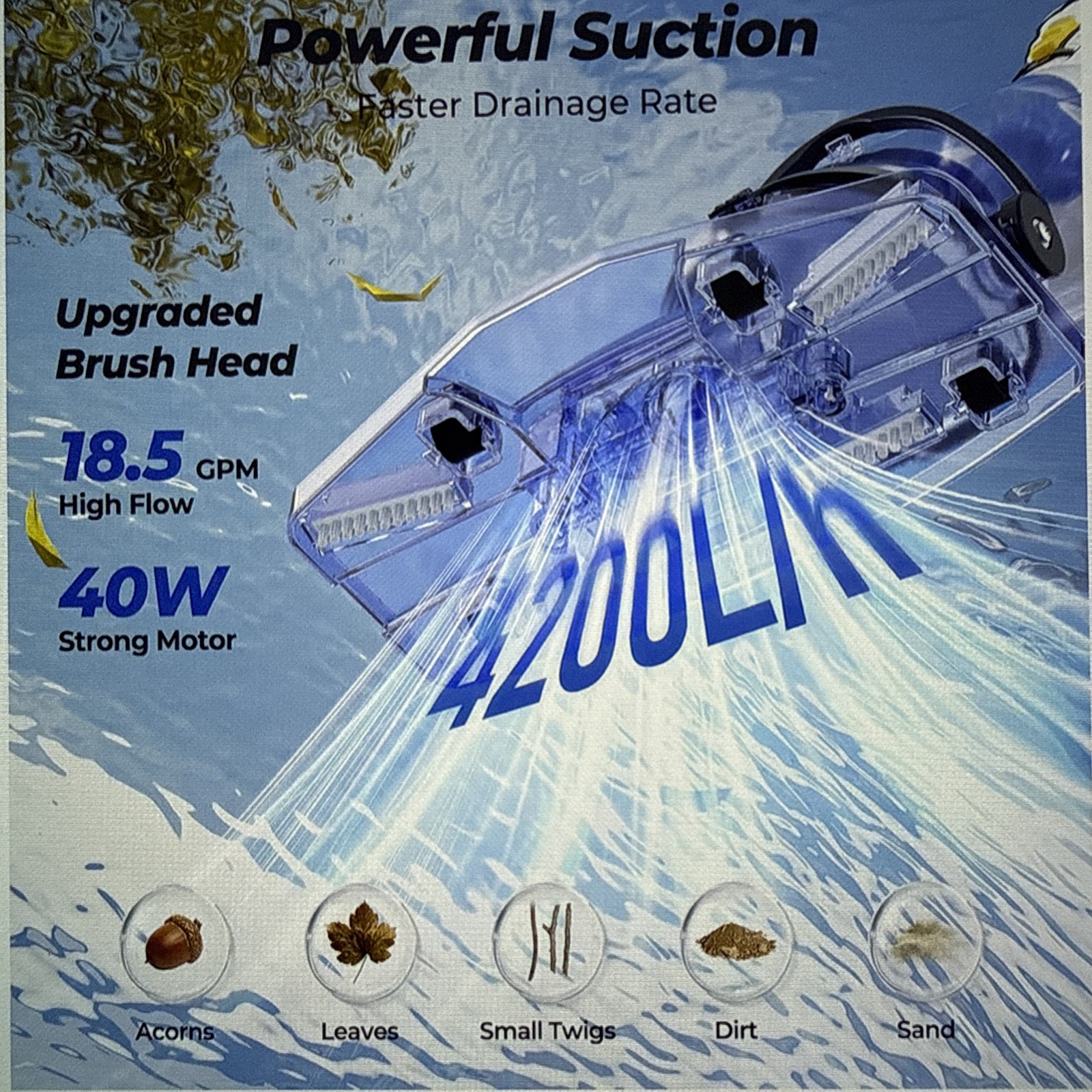Handheld Pool Vacuum, JESIMAIK Rechargeable Pool Cleaner 18V 18.5 GPM, 60 Min