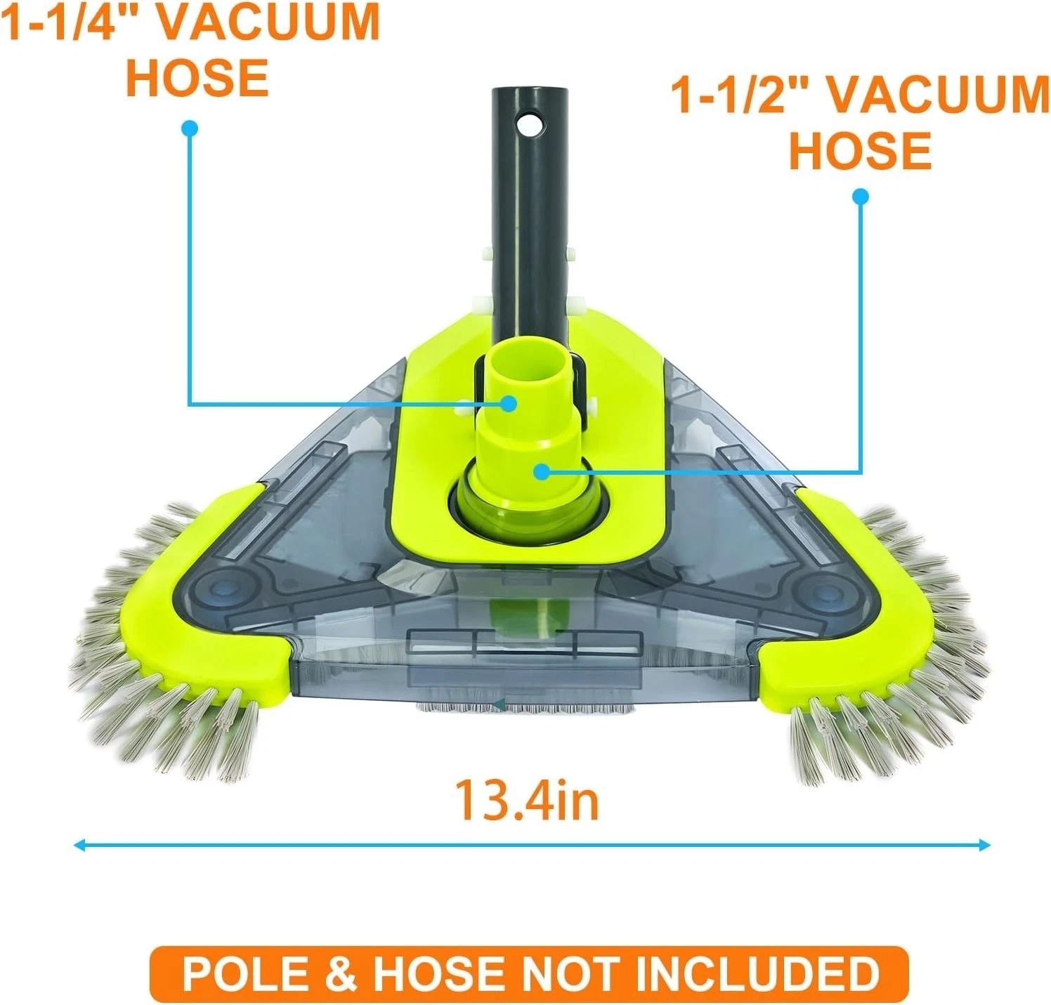 Vinyl Liner Safe Pool Vacuum Head with Corner Brush for Comprehensive Cleaning