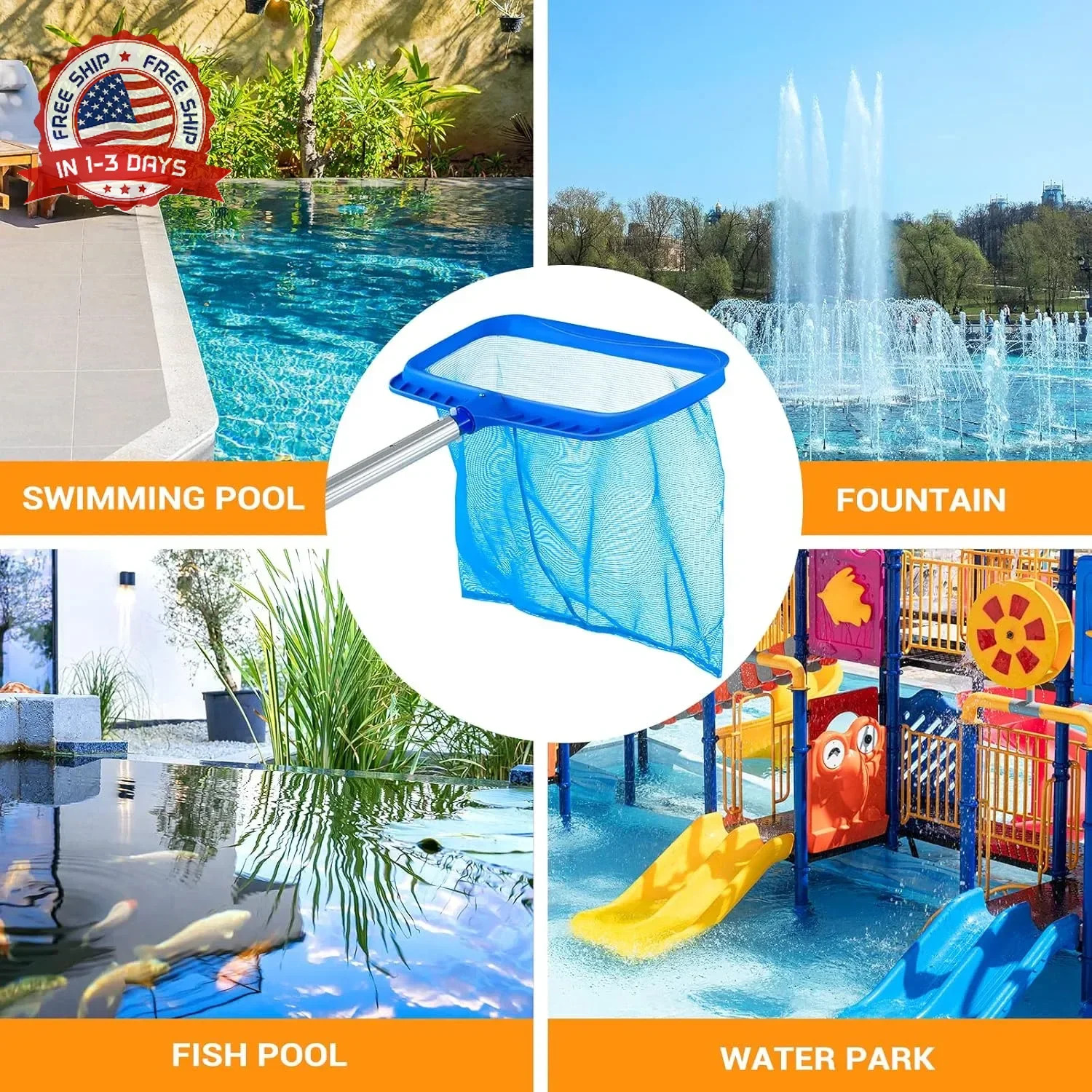 Pool Skimmer – Pool Skimmer Net without Pole, Swimming Pool Leaf Skimmer Net wit