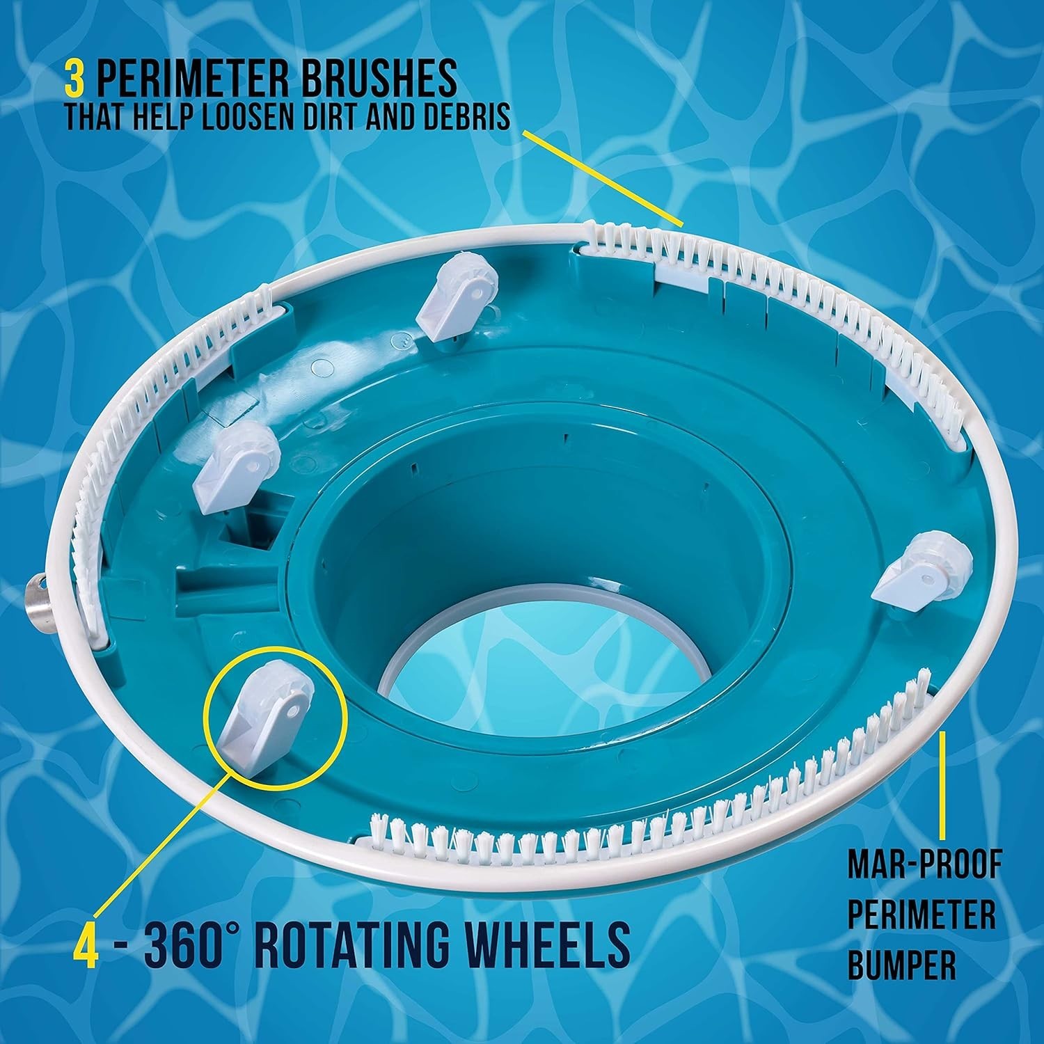 Professional Swimming Pool Leaf Vacuum 15 Inch ABS Body with 8 Pressure Jets